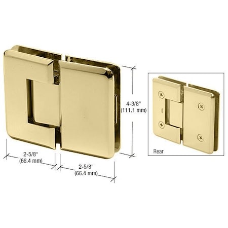 Cr Laurence Unlacquered Brass 180 Degree Glass-to-Glass Plymouth Series Hinge PLY180ULBR
